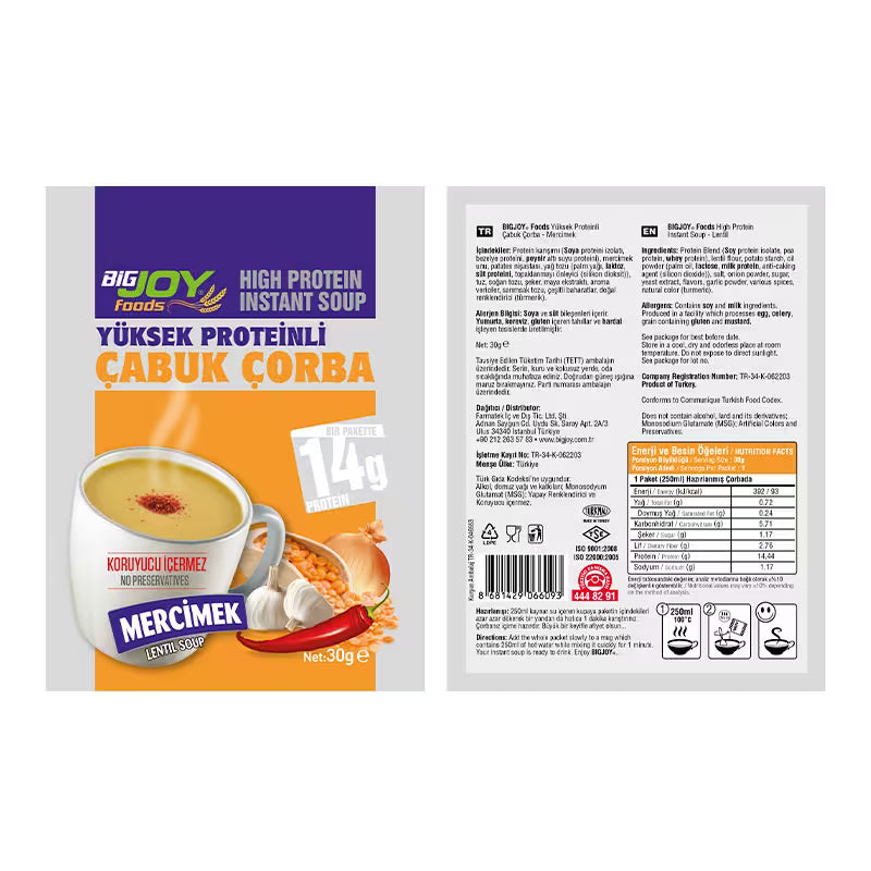 Bigjoy Foods Yüksek Proteinli Çabuk Çorba